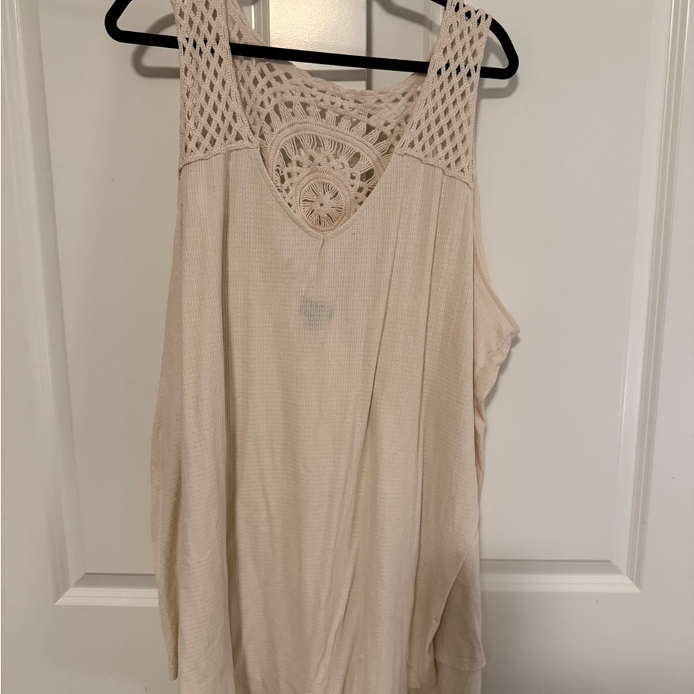 Torrid Cream Crochet Back Tank Top